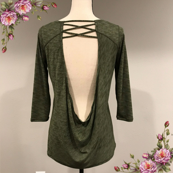 Zella Tops - Olive color open back work out top